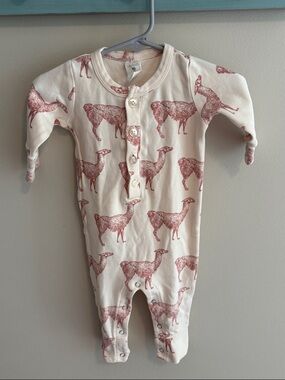 Kate Quinn Llama print long-sleeve organic cotton romper 6-12 months